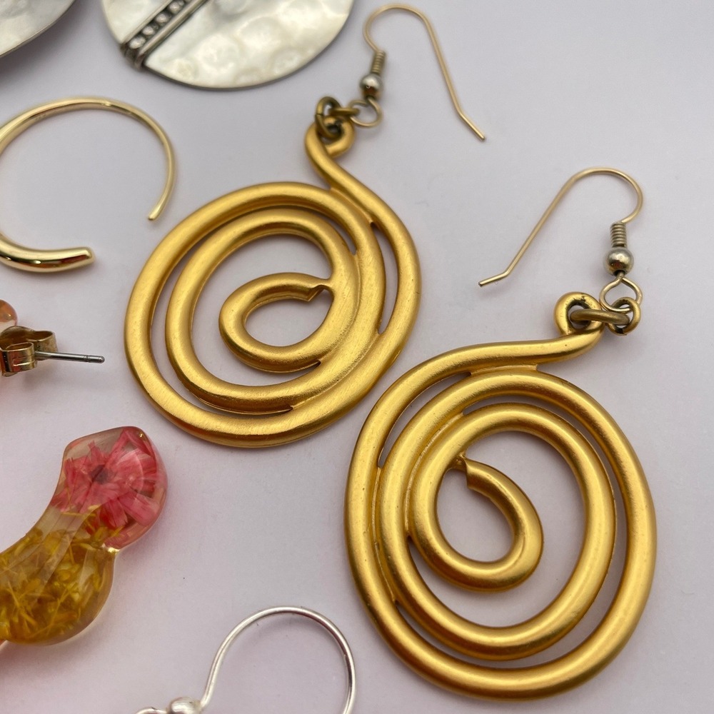 Earring Bundle Gold Silver Beaded Hoop Dangle - Picture 4 of 10